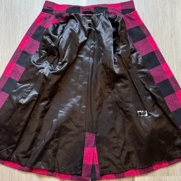 Jacob Red and Black Buffalo Plaid Pea Coat Size XS Wool Blend Cozy Fall Winter - Picture 13 of 14